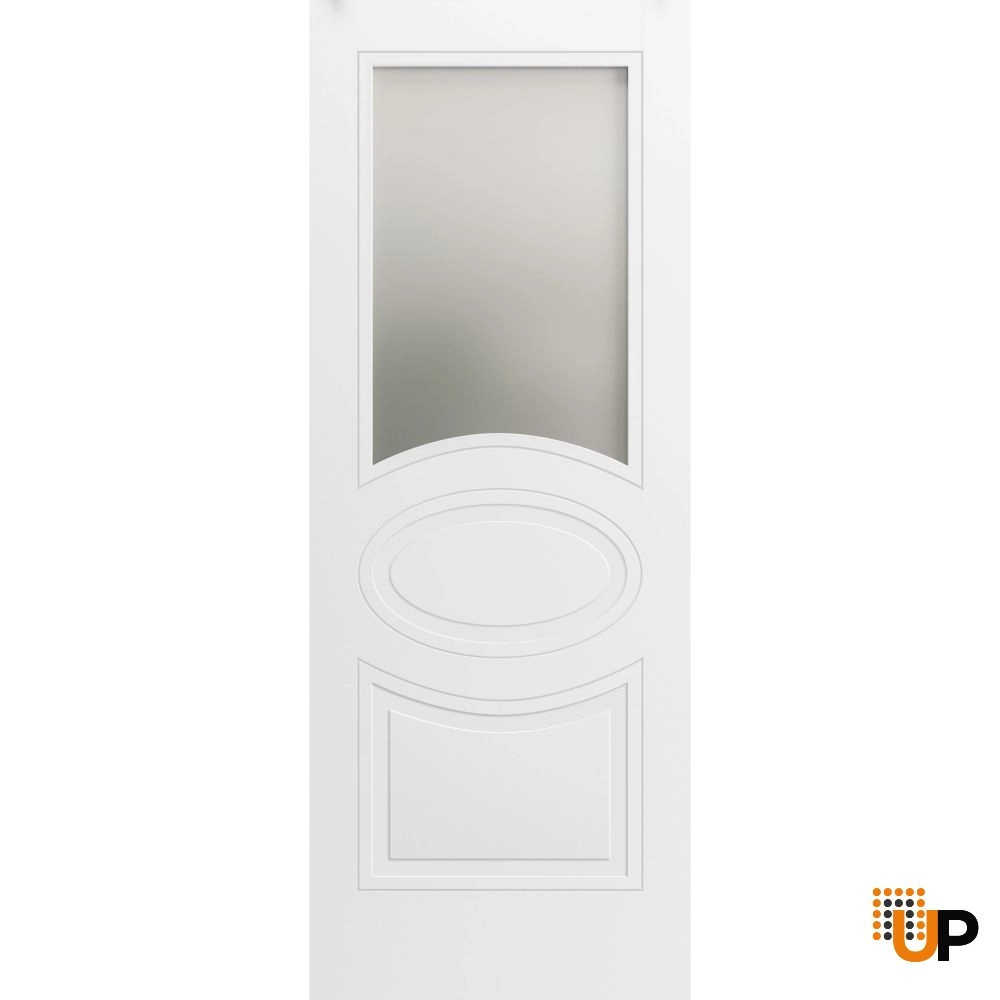 Single solid core interior door slab with frosted glass | Mela 7012 Painted White | 18 x 80 photo#1