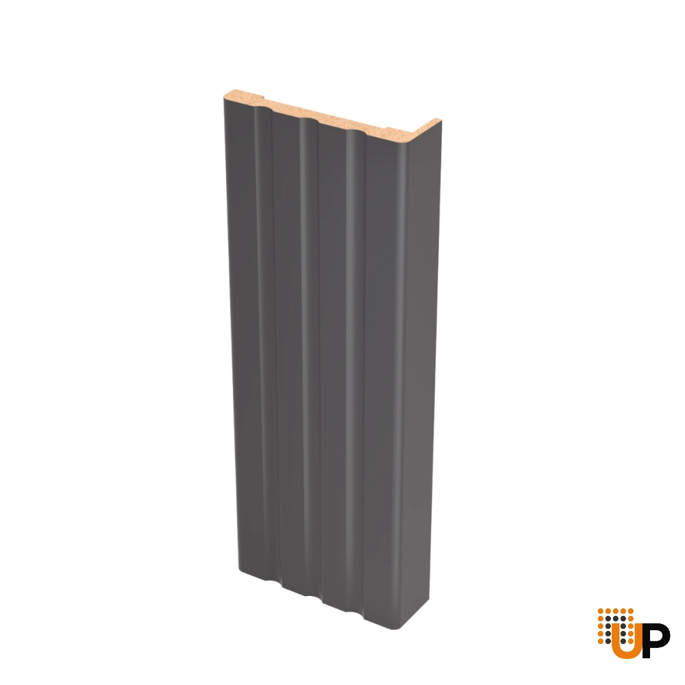 Fluted Trims with Square Rosettes for Interior Doors, Painted Black, Up to 84x84” Doors photo#1