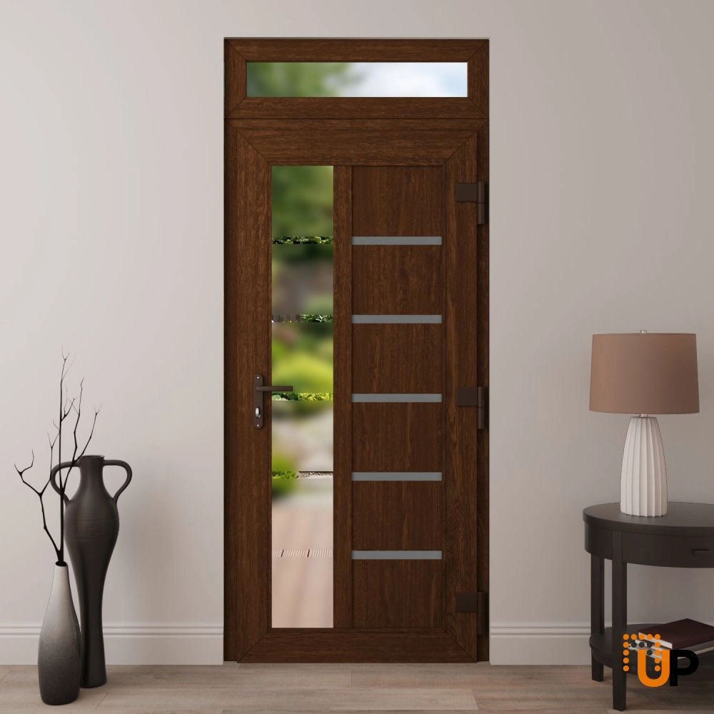 Manux 8088 vinyl (upvc) door 36x94 (36x80+14) brown upvc Photo #4