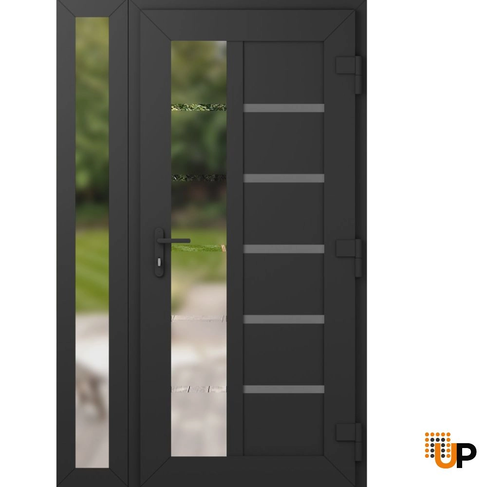 Manux 8088 vinyl (upvc) door 48x80 (36+12x80) grey upvc Photo #2