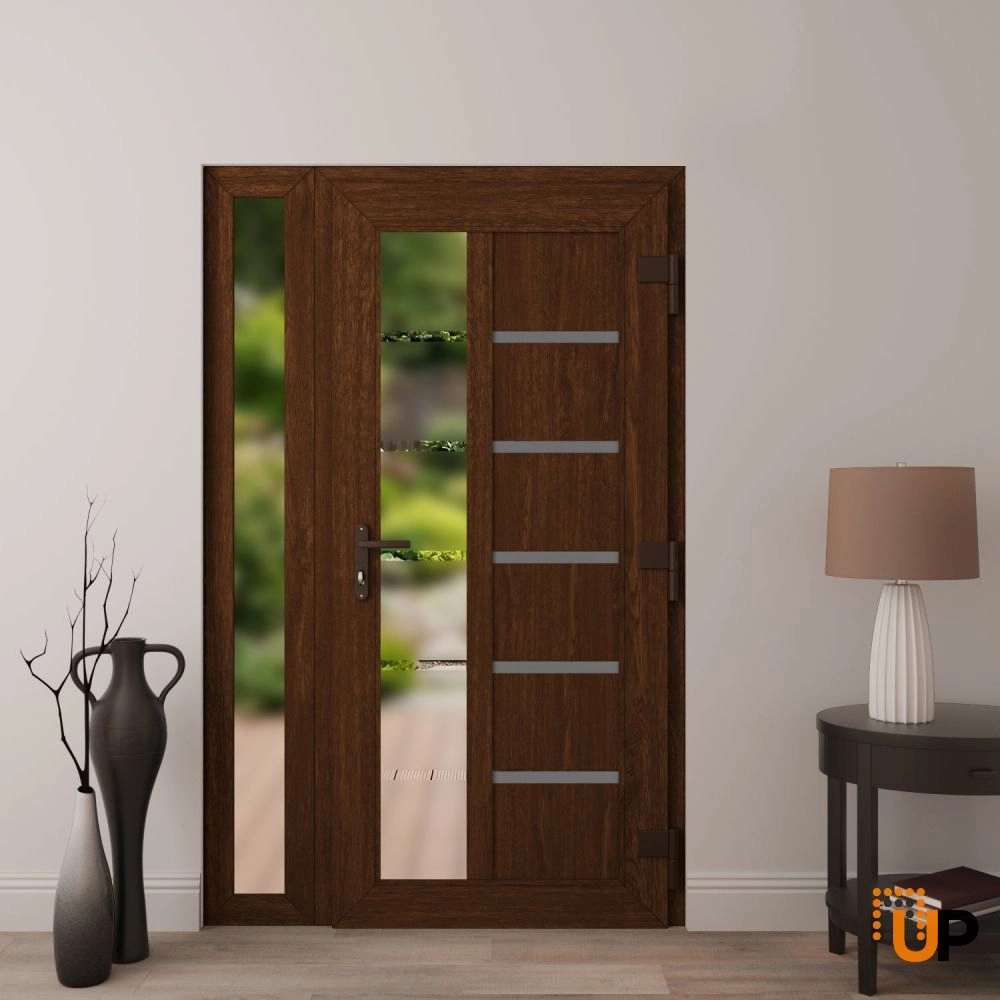 Manux 8088 vinyl (upvc) door 48x80 (36+12x80) brown upvc Photo #4