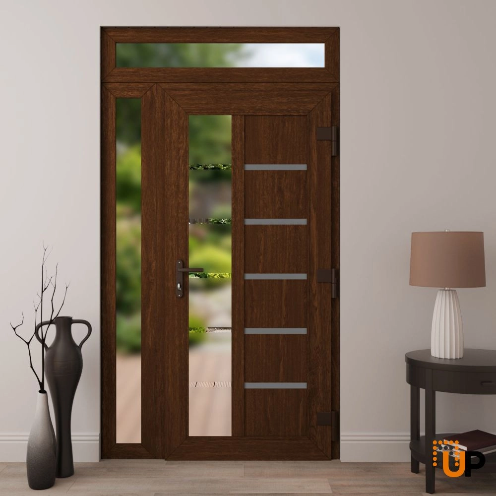 Manux 8088 vinyl (upvc) door 52x94 (36+16x80+14) brown upvc Photo #4