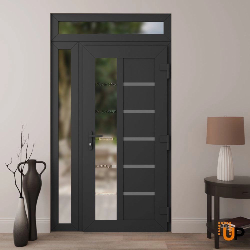 Manux 8088 vinyl (upvc) door 48x94 (36+12x80+14) grey upvc Photo #4