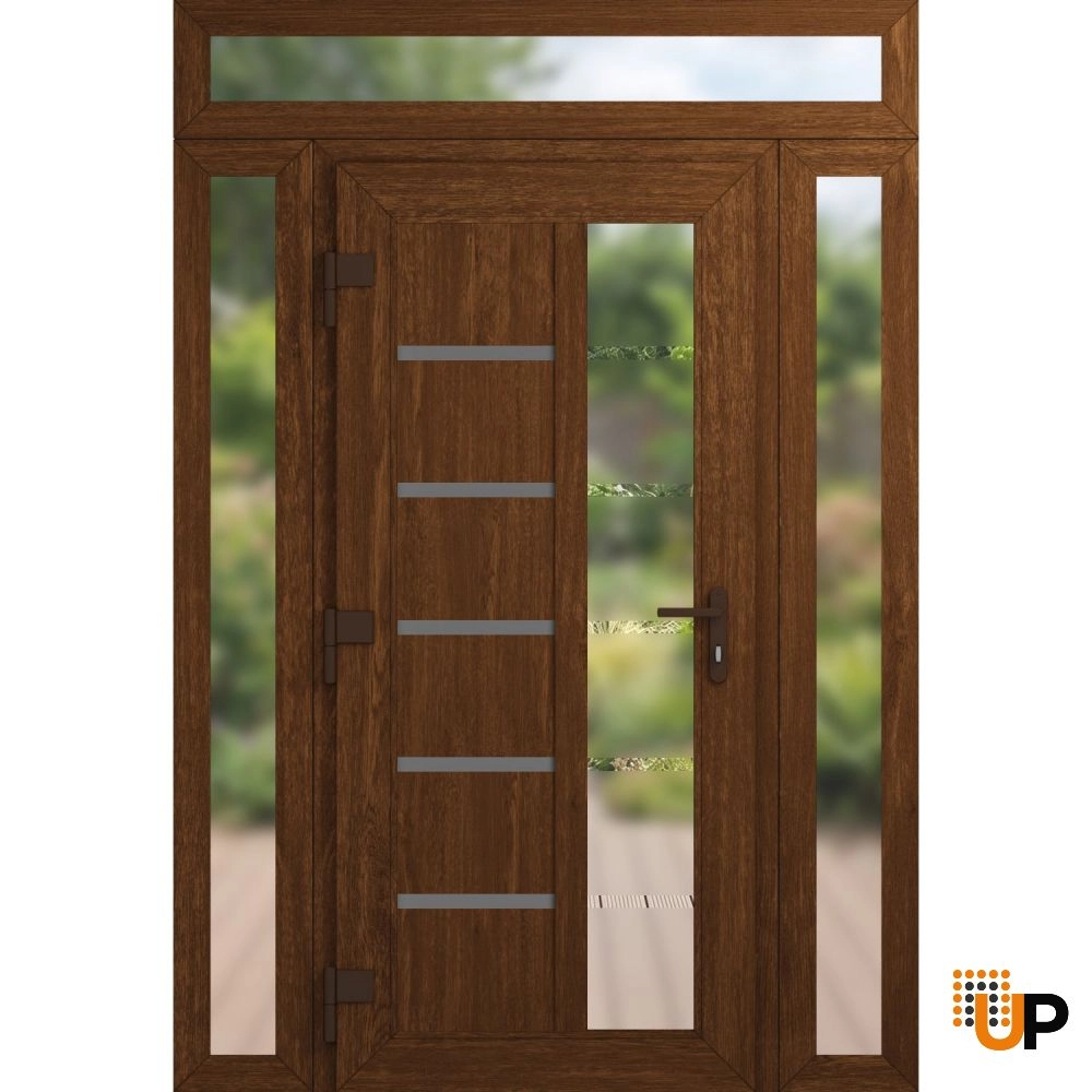Manux 8088 vinyl (upvc) door 64x94 (14+36+14x80+14) brown upvc Photo #2