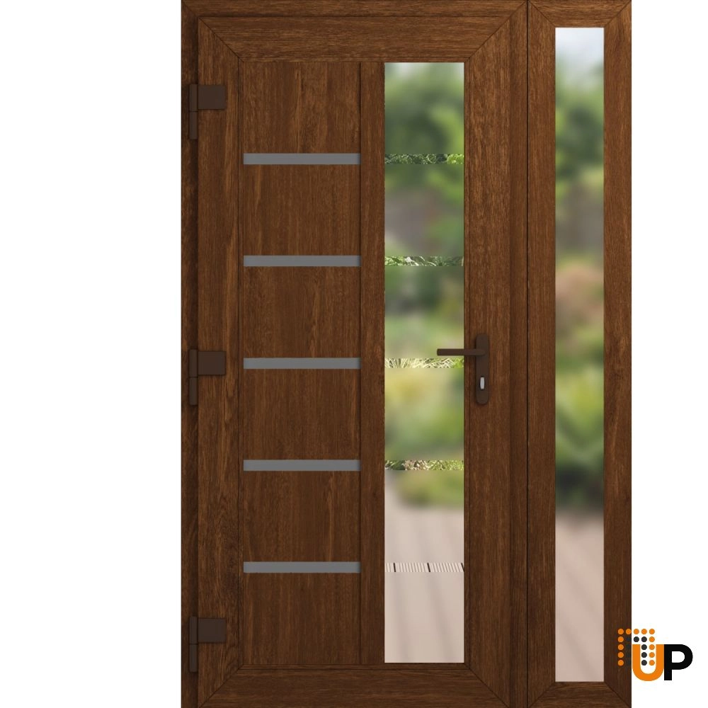 Manux 8088 vinyl (upvc) door 48x80 (36+12x80) brown upvc Photo #2