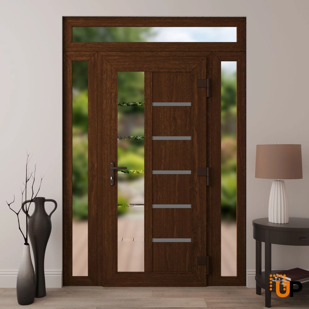 Manux 8088 vinyl (upvc) door 64x94 (14+36+14x80+14) brown upvc Photo #4