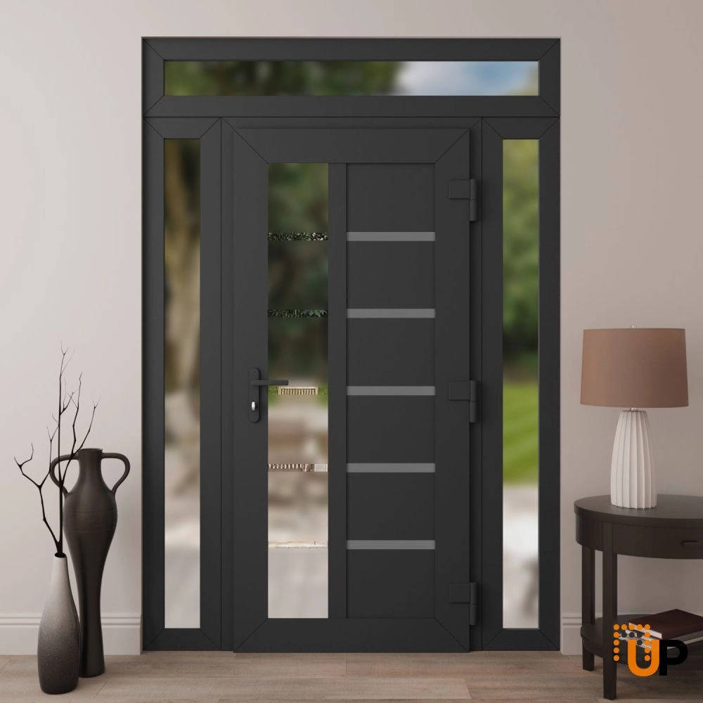Manux 8088 vinyl (upvc) door 68x94 (16+36+16x80+14) grey upvc Photo #4