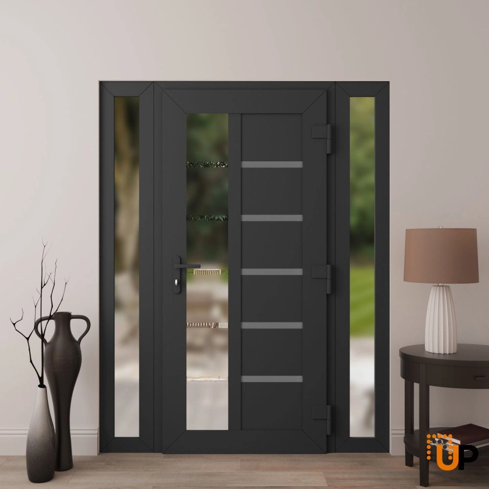 Manux 8088 vinyl (upvc) door 60x80 (12+36+12x80) grey upvc Photo #4