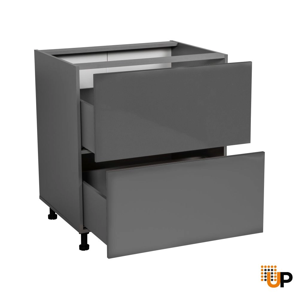 24" Base Cabinet-Double Door-Two Drawer-with Grey Gloss door photo#2