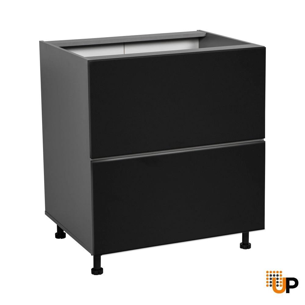 30" Base Cabinet-Double Door-Two Drawer-with Black Matte door photo#1