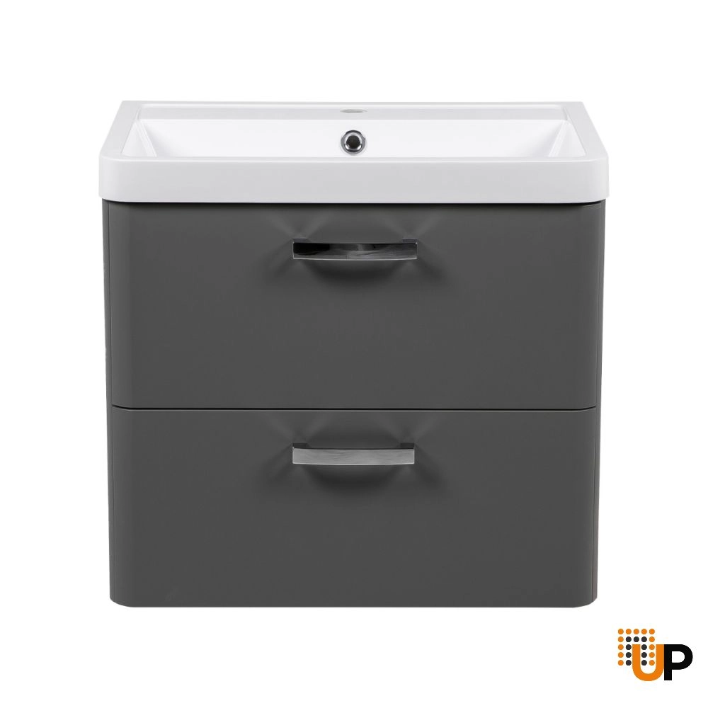Modern Wall-Mounted Bathroom Vanity with Washbasin | Fiona Gray Matte Collection | Non-Toxic Fire-Resistant MDF photo#5
