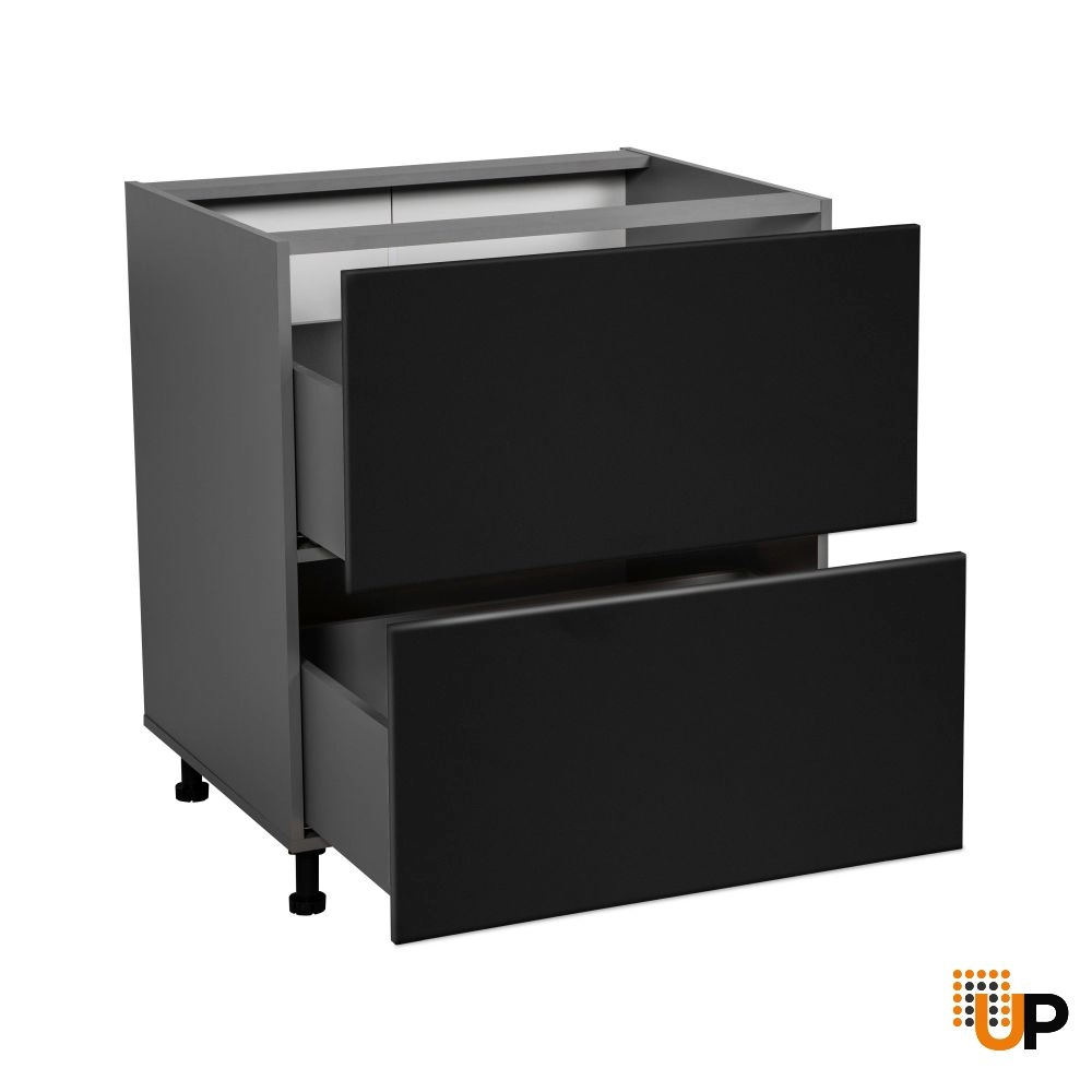 30" Base Cabinet-Double Door-Two Drawer-with Black Matte door photo#2