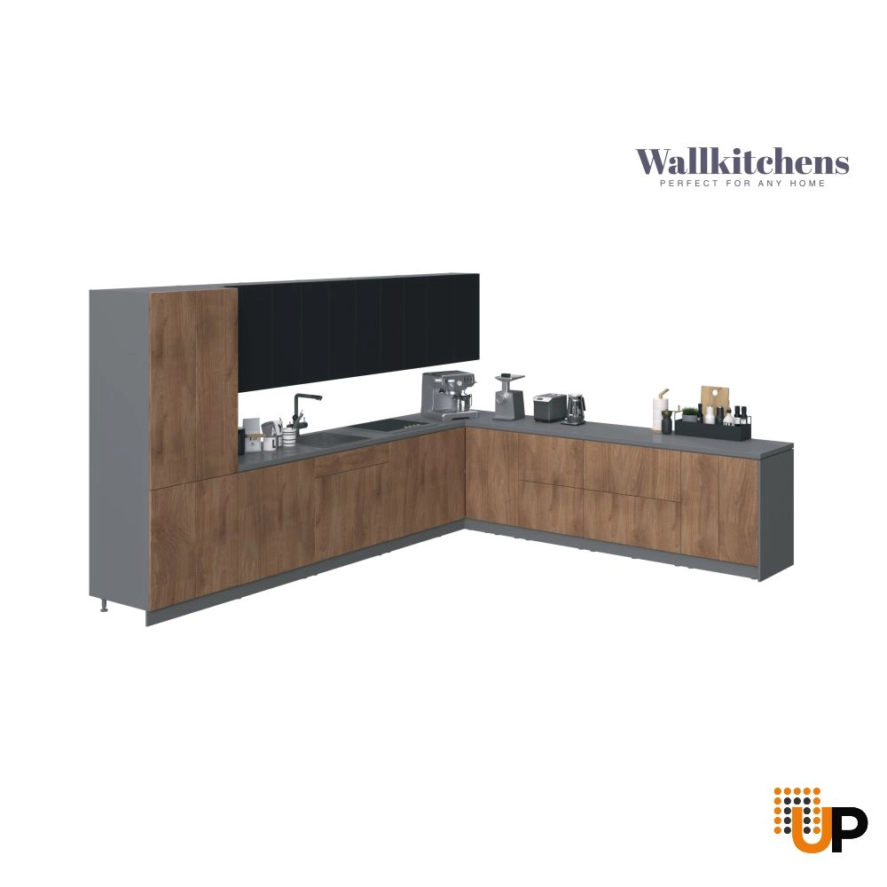 Kitchen Regal Collection Natural Teak & Black Color Base Size 13Ft Wide photo#1