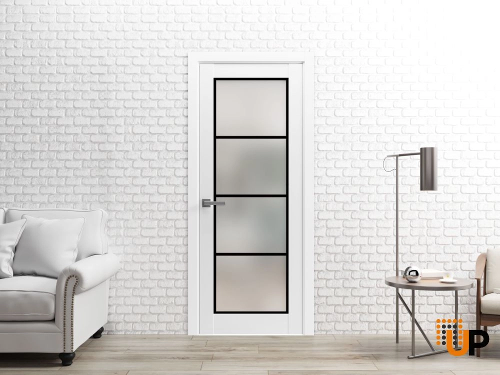 Single solid core luxury interior swing door with frosted glass | Planum 2132 White | 18 x 80 photo#2