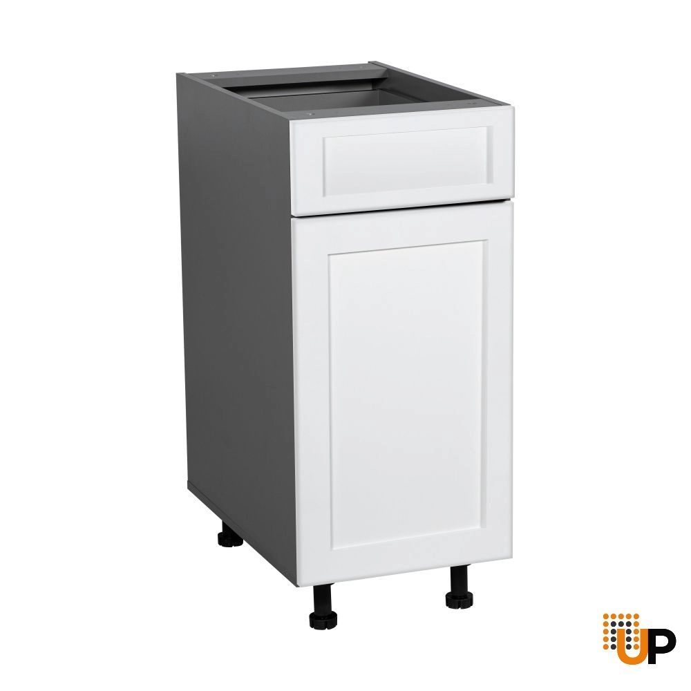 15" Base Cabinet Single Door Single Drawer with Shaker White Matte door photo#1