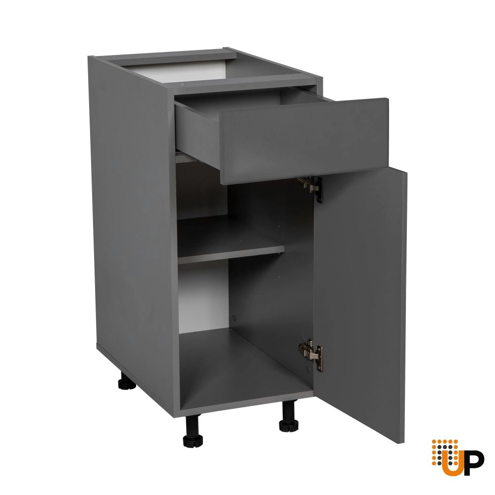 12" Base Cabinet Single Door Single Drawer with Grey Gloss door photo#2