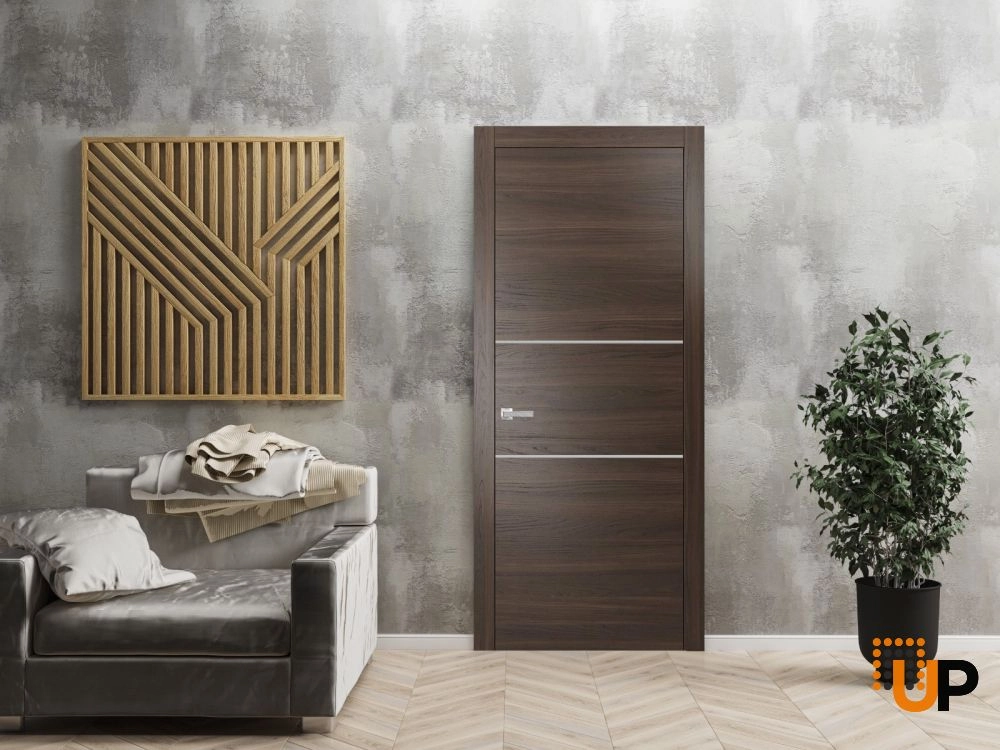 Single solid wood with honeycomb modern interior door slab | Planum 0110 Chocolate Ash | 18 x 80 photo#4