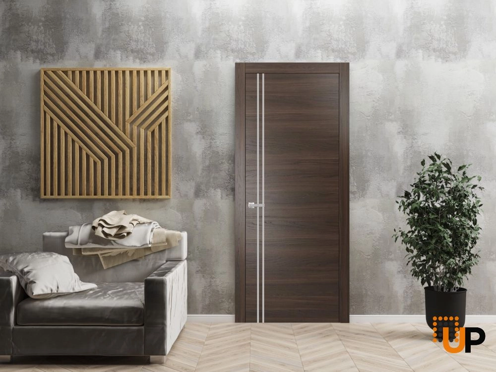 Single solid wood with honeycomb modern interior door slab | Planum 0310 Chocolate Ash | 18 x 80 photo#4
