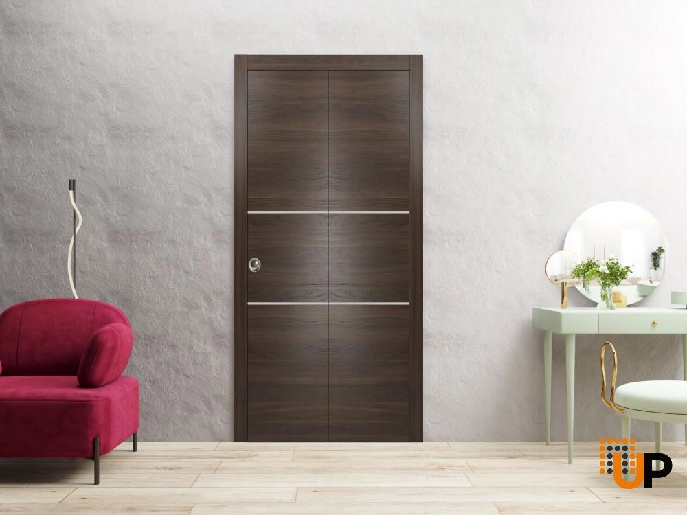 2 folding panels solid wood with honeycomb sliding modern interior bi-fold door | Planum 0110 Chocolate Ash | 36 x 80 (2* 18x80) photo#2