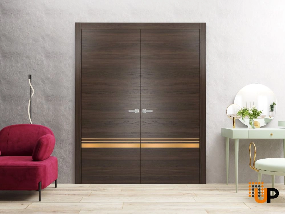 Single solid wood with honeycomb modern interior door slab | Planum 2010 Chocolate Ash | 18 x 80 photo#3