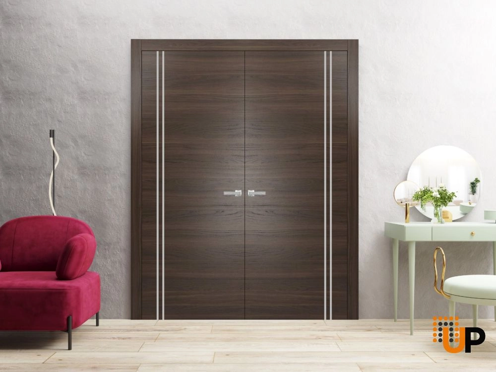 Single solid wood with honeycomb modern interior door slab | Planum 0310 Chocolate Ash | 18 x 80 photo#3
