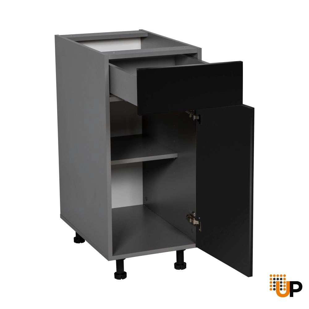 15" Base Cabinet Single Door Single Drawer with Black Matte door photo#2