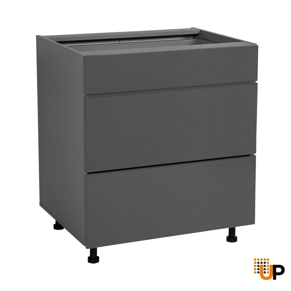 15" Base Cabinet-Double Door-Three Drawer-with Grey Gloss door photo#1