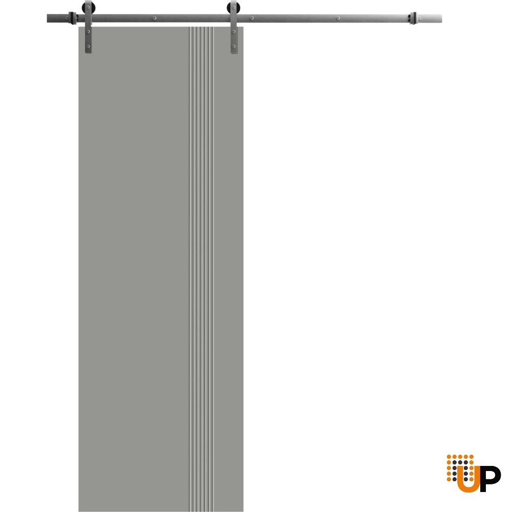 Single solid wood with honeycomb sliding interior barn door | Basic 0111 Grey | 18 x 80 photo#1