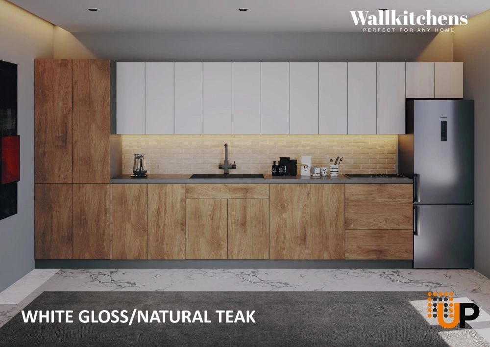 Kitchen Imperial Collection Natural Teak & White Gloss Color Base Size 15Ft Wide photo#3