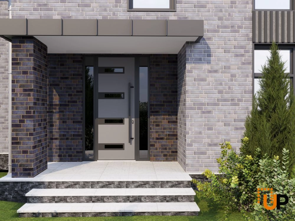 Single swing metal-aluminum modern exterior door with triplex | Ronex 0131 Gray | 60 x 96 photo#3