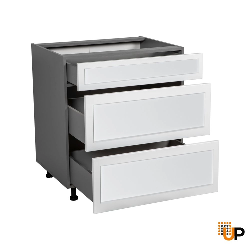 18" Base Cabinet-Double Door-Three Drawer-with Shaker White Matte door photo#2