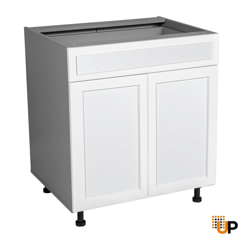 36" Base Cabinet Double Door Single Drawer with Shaker White Matte door photo#1