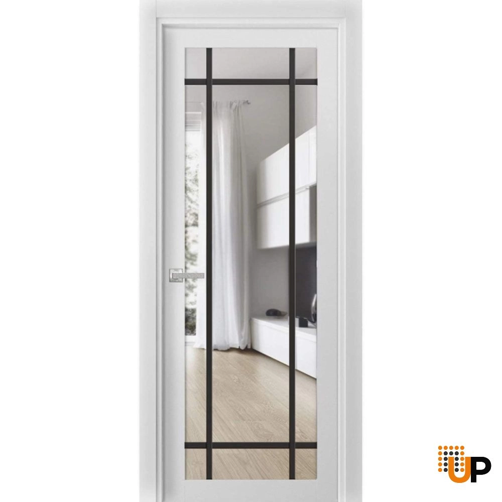 Single solid core luxury interior swing door with clear glass | Lucia 2266 White | 18 x 80 photo#1