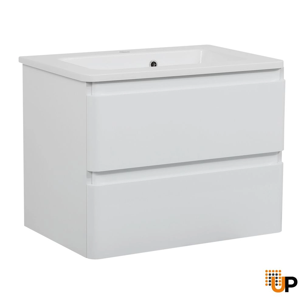 Modern Wall-Mounted Bathroom Vanity with Washbasin | Comfort White High Gloss Collection | Non-Toxic Fire-Resistant MDF-32" photo#1