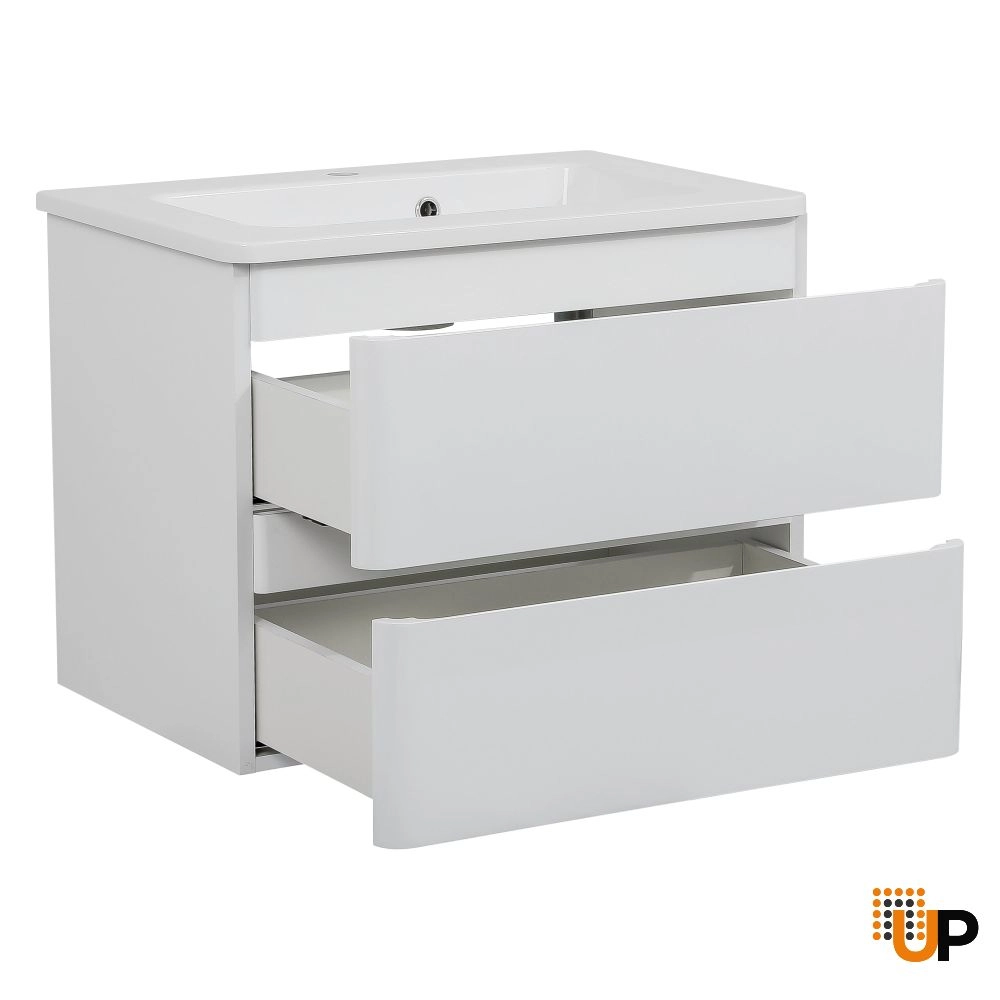 Modern Wall-Mounted Bathroom Vanity with Washbasin | Comfort White High Gloss Collection | Non-Toxic Fire-Resistant MDF-32" photo#4