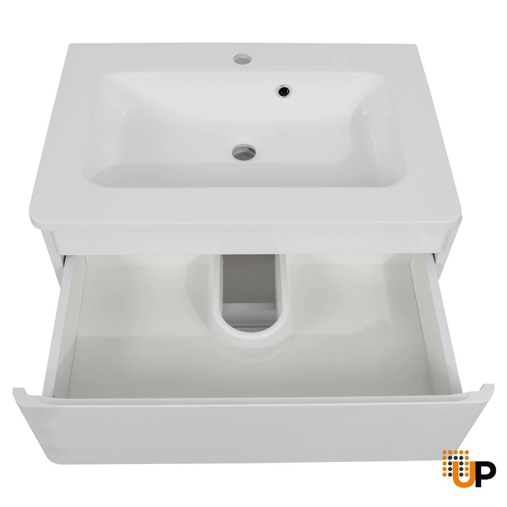 Modern Wall-Mounted Bathroom Vanity with Washbasin | Comfort White High Gloss Collection | Non-Toxic Fire-Resistant MDF-32" photo#3