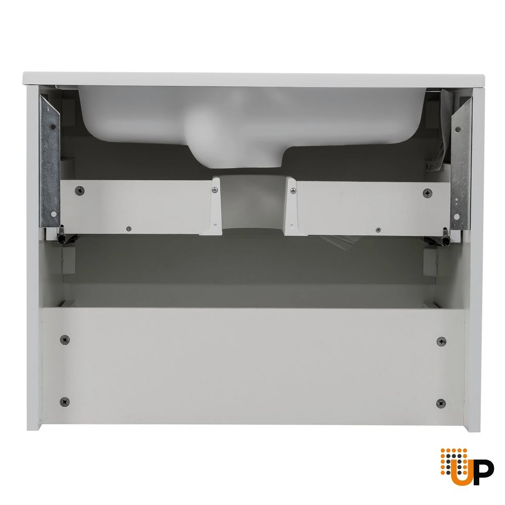 Modern Wall-Mounted Bathroom Vanity with Washbasin | Comfort White High Gloss Collection | Non-Toxic Fire-Resistant MDF-32" photo#6