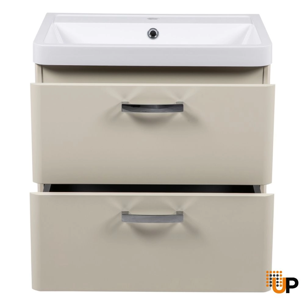 Modern Wall-Mounted Bathroom Vanity with Washbasin | Fiona Beige Matte Collection | Non-Toxic Fire-Resistant MDF photo#4