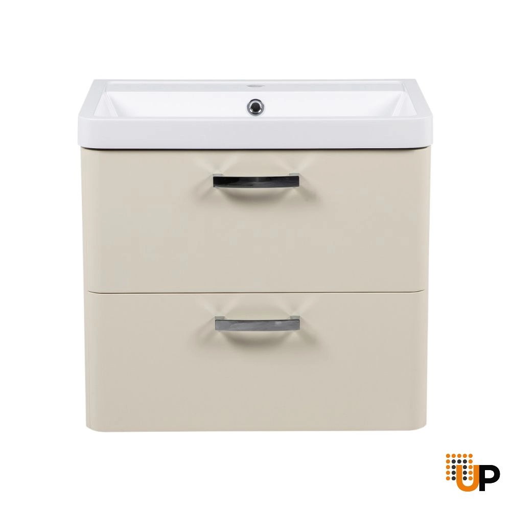 Modern Wall-Mounted Bathroom Vanity with Washbasin | Fiona Beige Matte Collection | Non-Toxic Fire-Resistant MDF photo#5