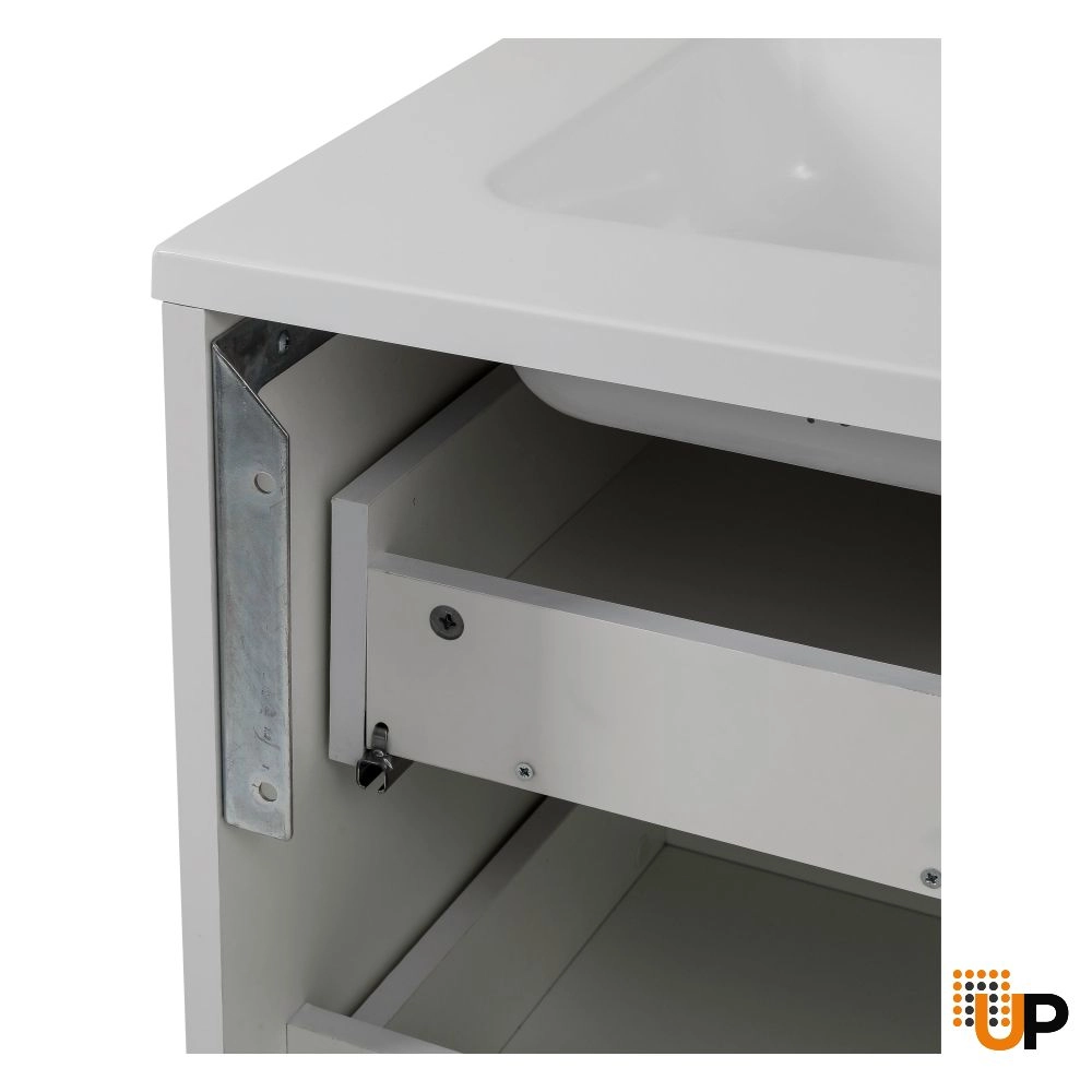 Modern Wall-Mounted Bathroom Vanity with Washbasin | Comfort White High Gloss Collection | Non-Toxic Fire-Resistant MDF-32" photo#5