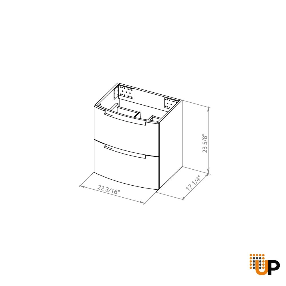 Modern Wall-Mount Bathroom Vanity with Washbasin | Delux White Hight Gloss Collection | Non-Toxic Fire-Resistant MDF-22,5" photo#7