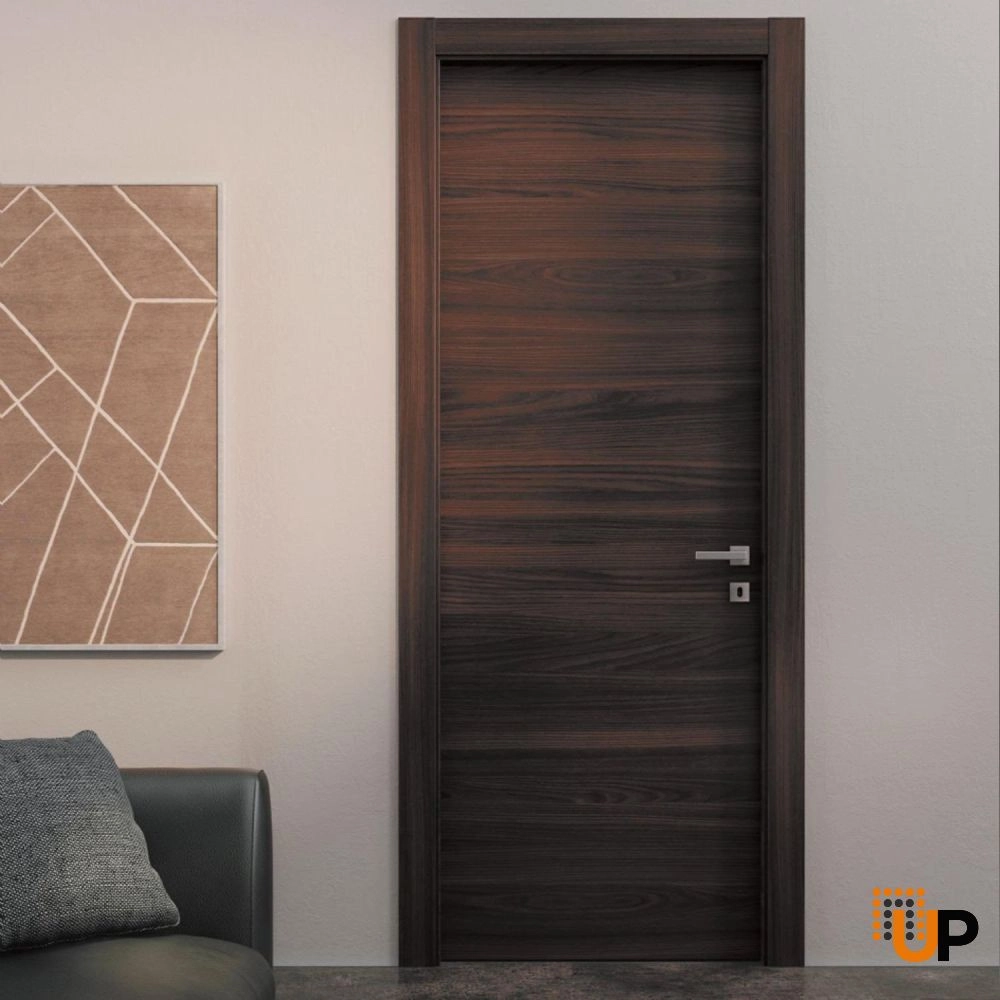 Single solid wood with honeycomb modern interior swing door | Planum 0010 Chocolate Ash | 18 x 80 photo#2