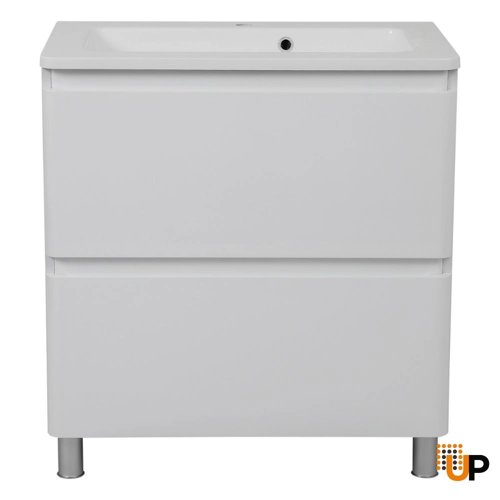 Modern Free Standing Bathroom Vanity with Washbasin | Comfort White High Gloss Collection | Non-Toxic Fire-Resistant MDF photo#7