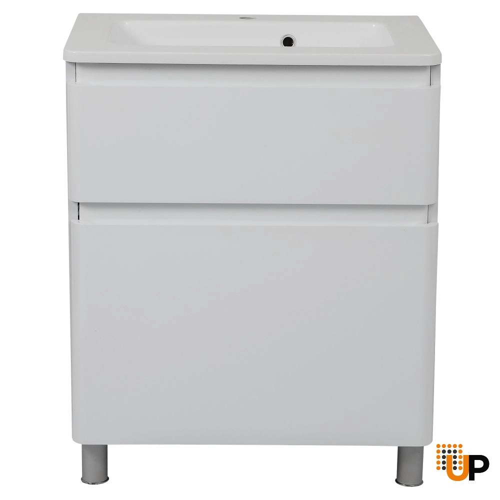 Modern Free Standing Bathroom Vanity with Washbasin | Comfort White High Gloss Collection | Non-Toxic Fire-Resistant MDF-28" photo#6