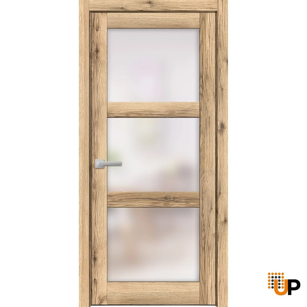 Single solid core luxury interior swing door with frosted glass | Lucia 2552 Oak | 18 x 80 photo#1