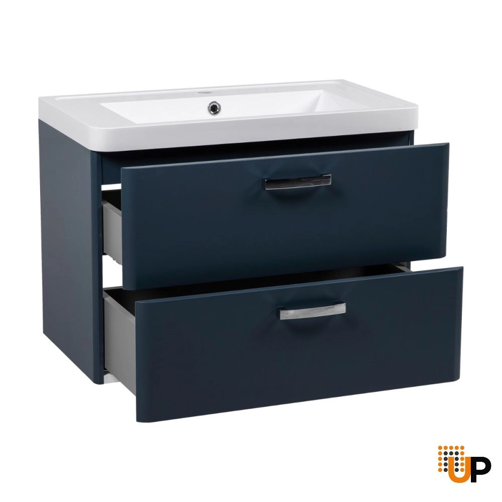 Modern Wall-Mounted Bathroom Vanity with Washbasin | Fiona Blue Matte Collection | Non-Toxic Fire-Resistant MDF-36" photo#2