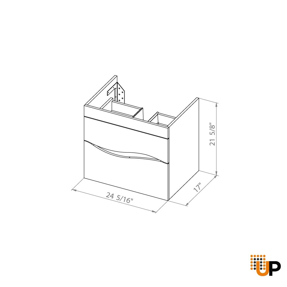 Modern Wall-Mount Bathroom Vanity with Washbasin | Wave White High Gloss Collection | Non-Toxic Fire-Resistant MDF-26" photo#7