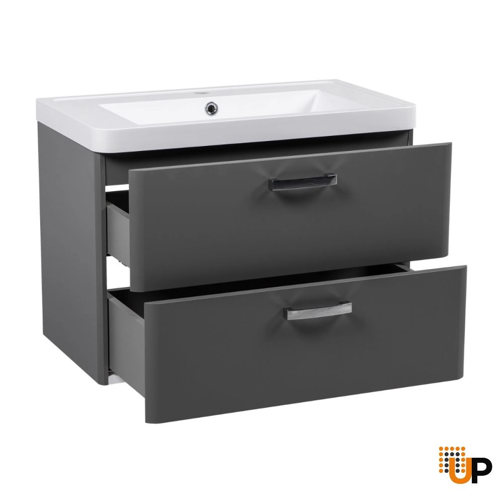 Modern Wall-Mounted Bathroom Vanity with Washbasin | Fiona Gray Matte Collection | Non-Toxic Fire-Resistant MDF-30" photo#3