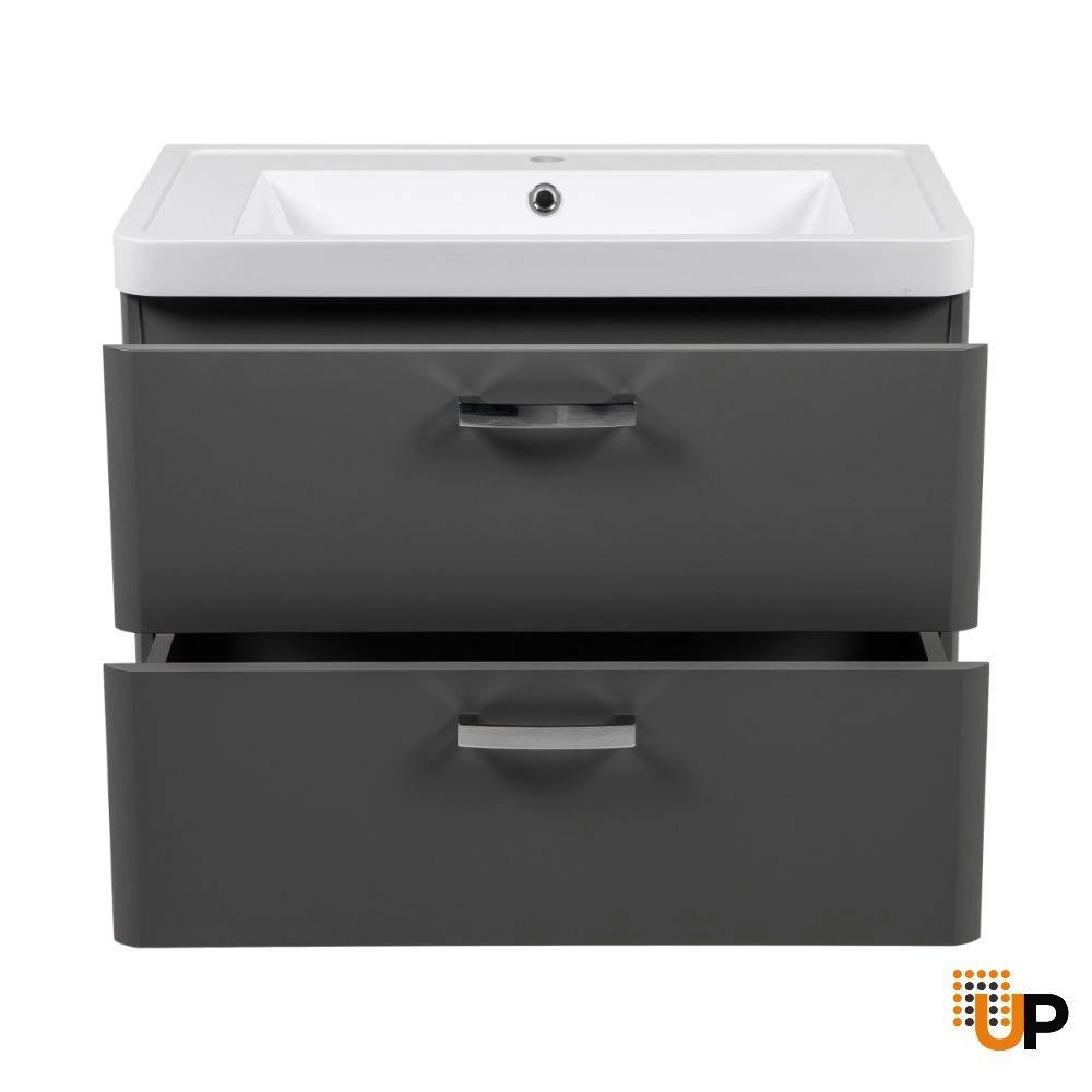 Modern Wall-Mounted Bathroom Vanity with Washbasin | Fiona Gray Matte Collection | Non-Toxic Fire-Resistant MDF-30" photo#4