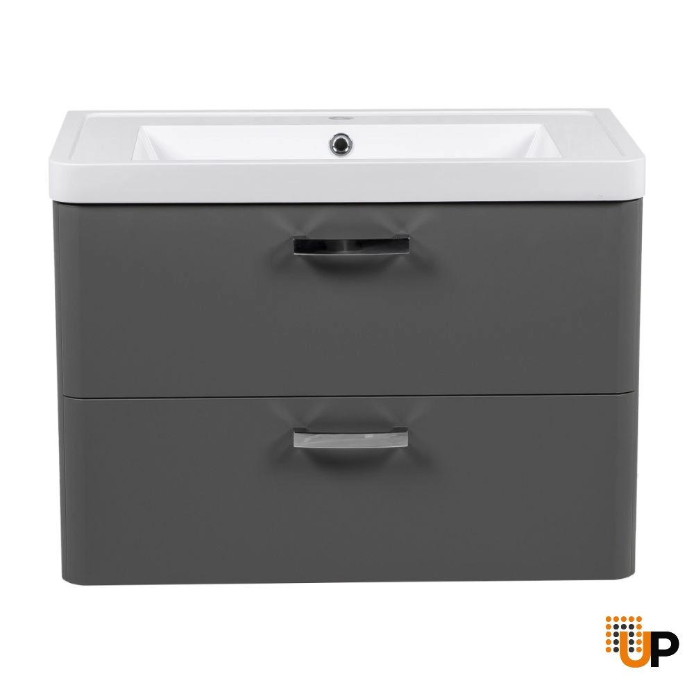 Modern Wall-Mounted Bathroom Vanity with Washbasin | Fiona Gray Matte Collection | Non-Toxic Fire-Resistant MDF-30" photo#5